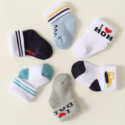 6/12 Pairs of Candy Color Youngsters's Socks Cute Youngsters Fleece Circle Warm Socks for Boys and Girls Autumn and Winter Short Socks