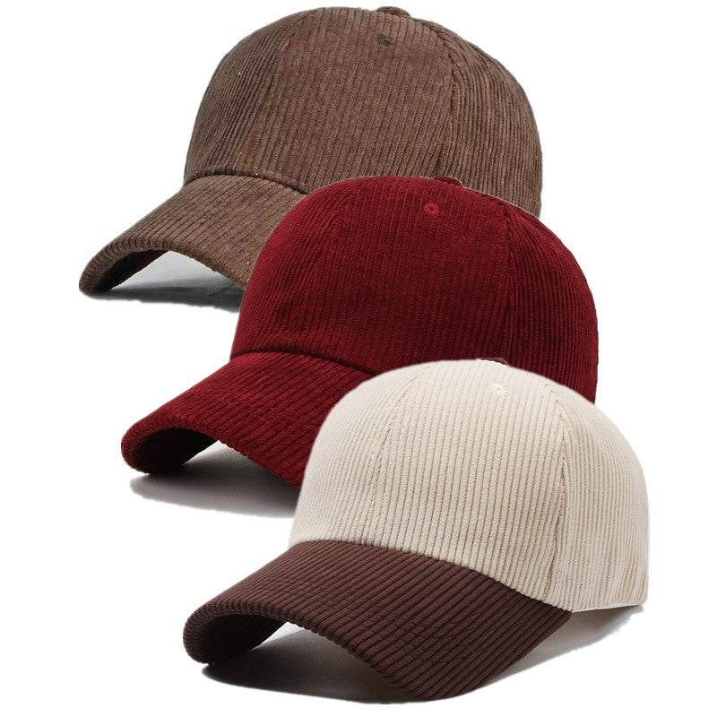 Adjustable Corduroy Baseball Caps for Men and Women, 3-Pack