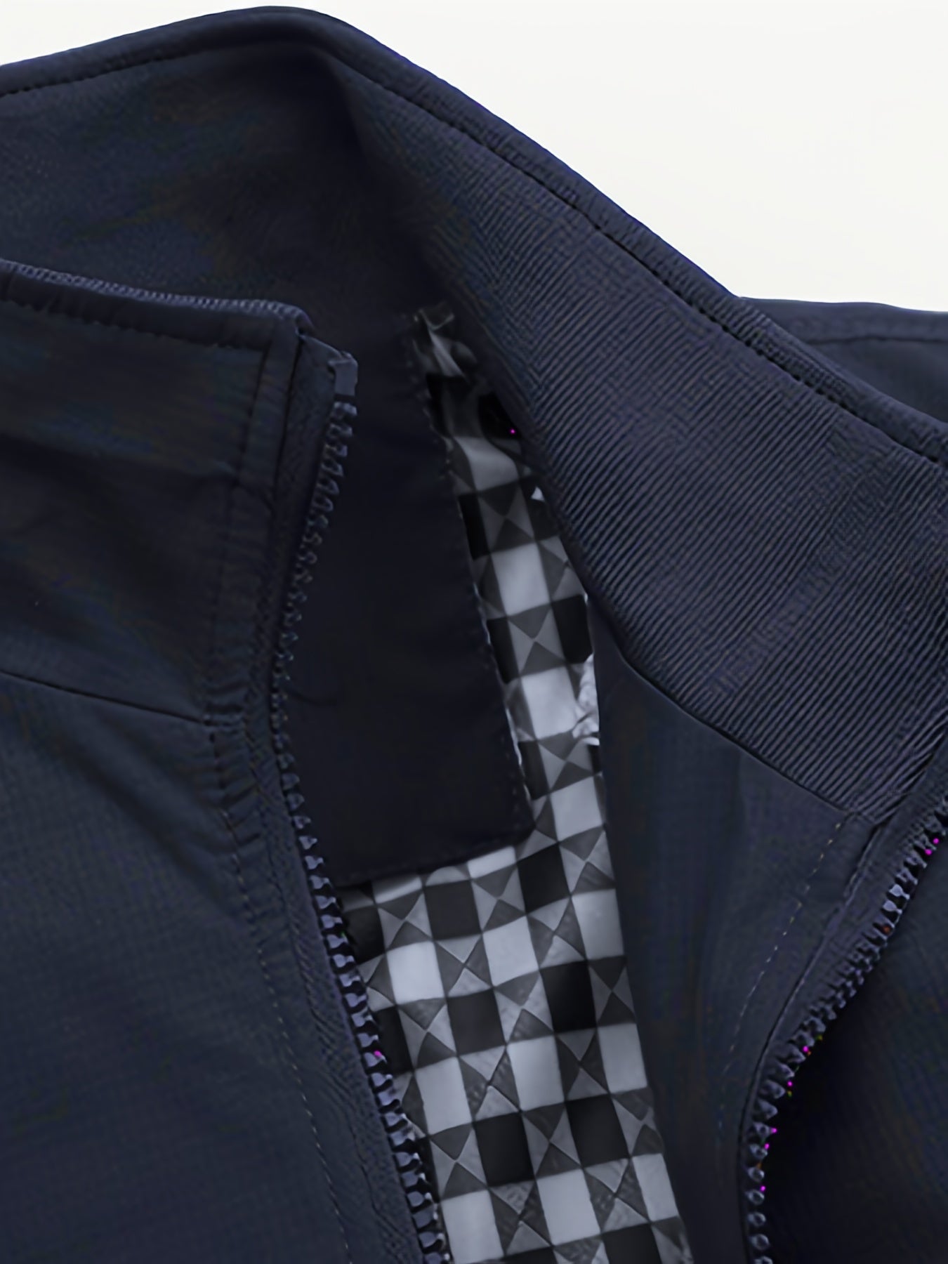 Men's Academic Jacket - Burgundy (Deep Red), Zip-Up Front Closure, Structured Non-Stretch Fabric, Zippered Pockets - Formal & Casual Outerwear for Office, Events, Everyday - Easy-Care Coat, Dressy Jacket, Houndstooth Pattern