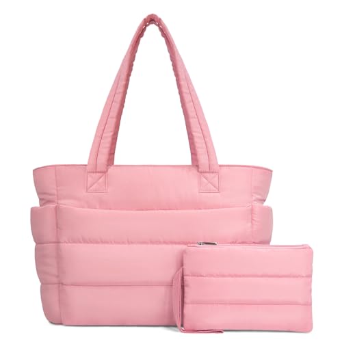 Lightweight Quilted Puffer Tote Bag for Women, Travel & Work