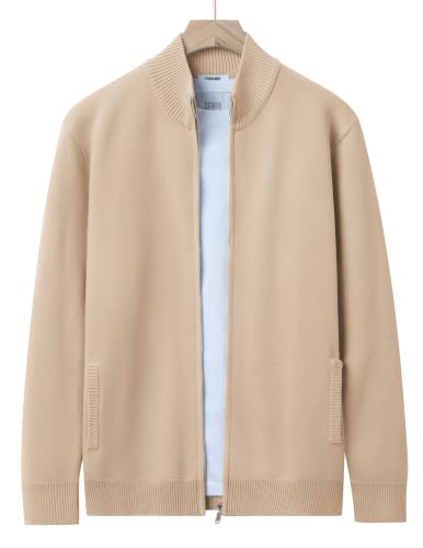 Men's Full Zip Mock Neck Cardigan Sweater with Pattern
