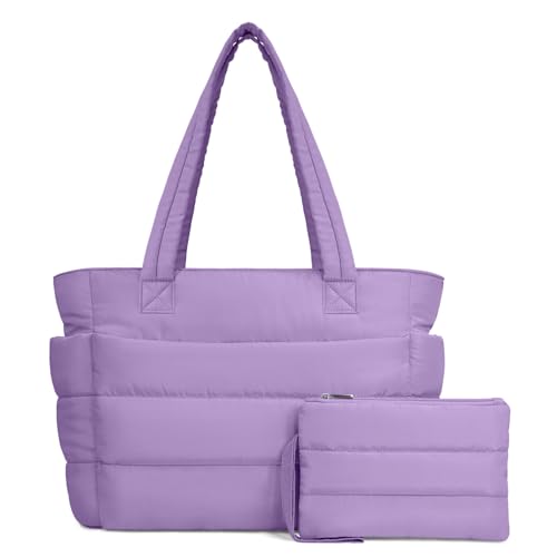 Lightweight Quilted Puffer Tote Bag for Women, Travel & Work