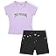 Girls Denim Shorts and Graphic Tee Set for Summer