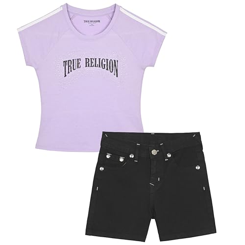 Girls Denim Shorts and Graphic Tee Set for Summer