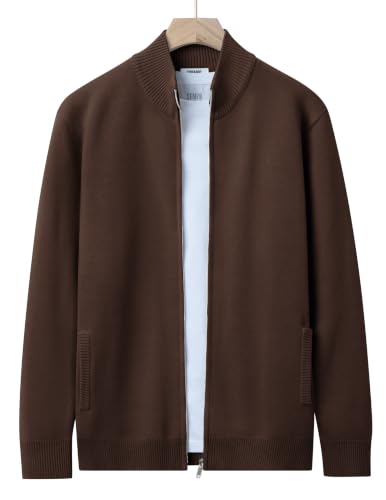 Men's Full Zip Mock Neck Cardigan Sweater with Pattern