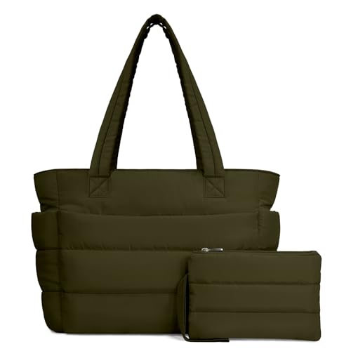 Lightweight Quilted Puffer Tote Bag for Women, Travel & Work