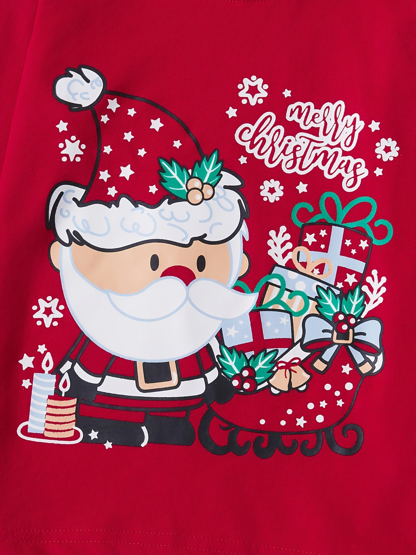 Սուրբ Ծննդյան գիշերանոցների հավաքածու տղաների և աղջիկների համար, կարմիր, Ձմեռ պապիկից, բամբակյա, կրակակայուն կոստյում, Սուրբ Ծննդյան նվեր, սահնակ, մեքենա, կարմիր, գիշերանոցների հավաքածու, երկու կտոր