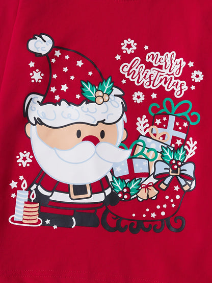 Սուրբ Ծննդյան գիշերանոցների հավաքածու տղաների և աղջիկների համար, կարմիր, Ձմեռ պապիկից, բամբակյա, կրակակայուն կոստյում, Սուրբ Ծննդյան նվեր, սահնակ, մեքենա, կարմիր, գիշերանոցների հավաքածու, երկու կտոր