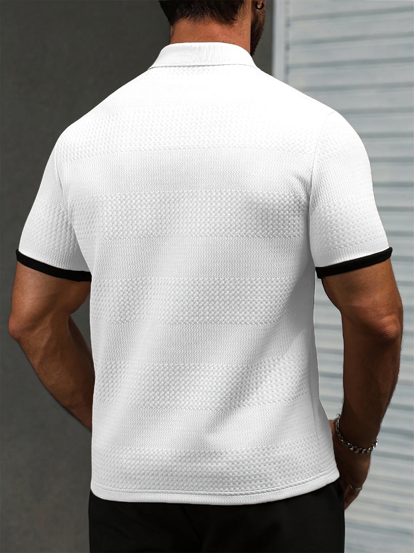 Men'S Business Casual Polo Shirt, Suitable for Both Formal And Everyday Wear, Made from Stretchy Knit Fabric, Machine Washable for Office And Party Outfits, Stylish for The Summer Season, Featuring Ribbed Details, Trendy for - ayq