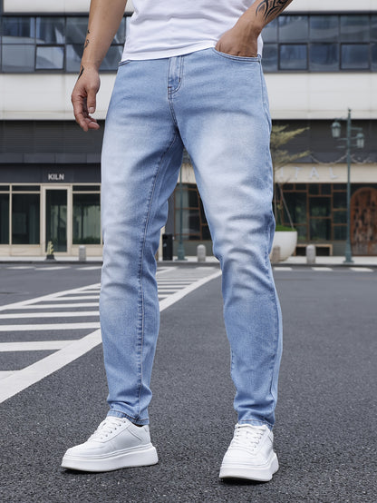 Men's Slim Fit Jeans - Rayon Blend, Stretch Denim, Solid Color, Machine Washable, Everyday Denim|Slim Fit Jeans|Rayon Blend Denim