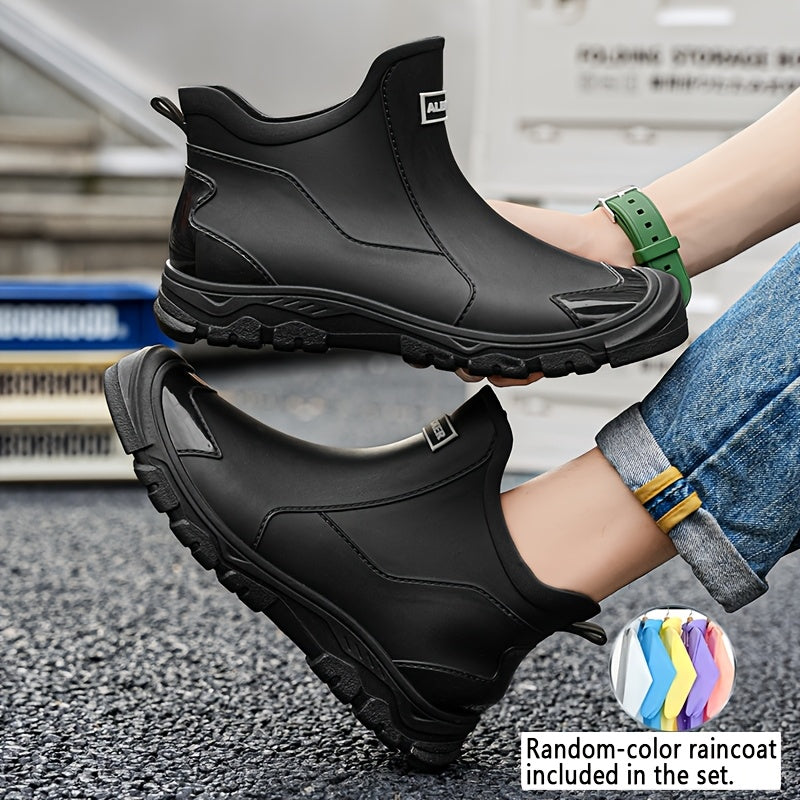 Men's High-Top PU Rain Boots for Outdoor Walking