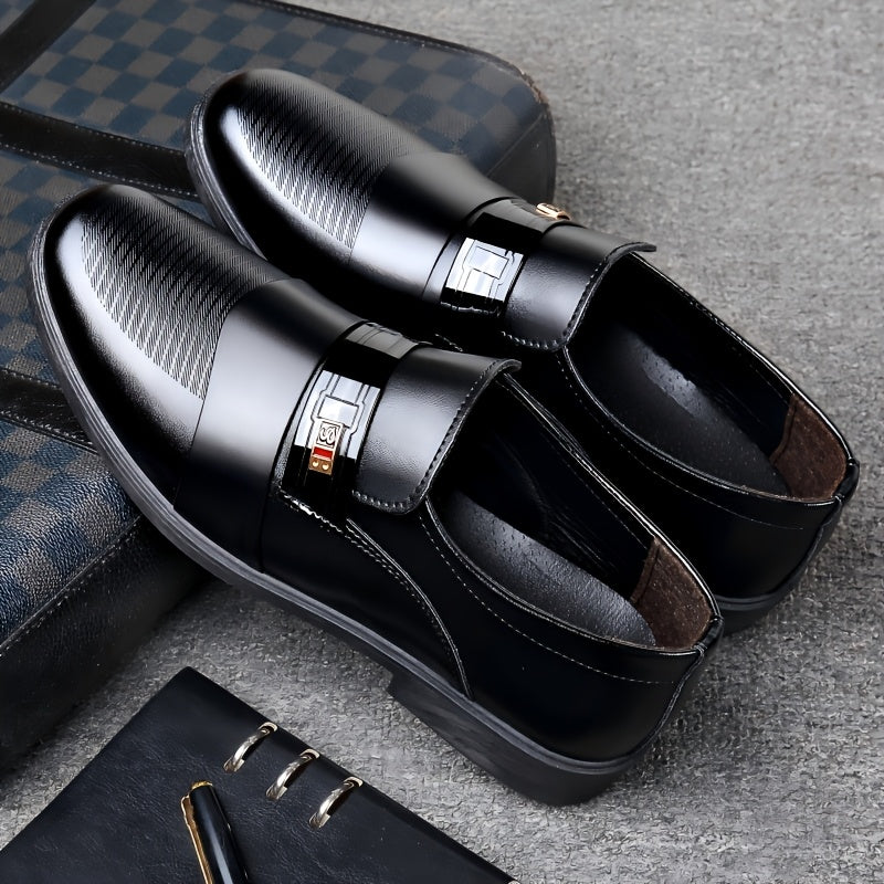 Men’s Slip-On Business Casual Loafers - All-Season PU Shoes