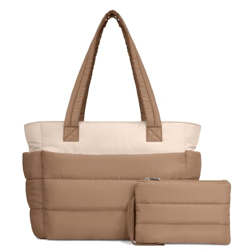 Lightweight Quilted Puffer Tote Bag for Women, Travel & Work