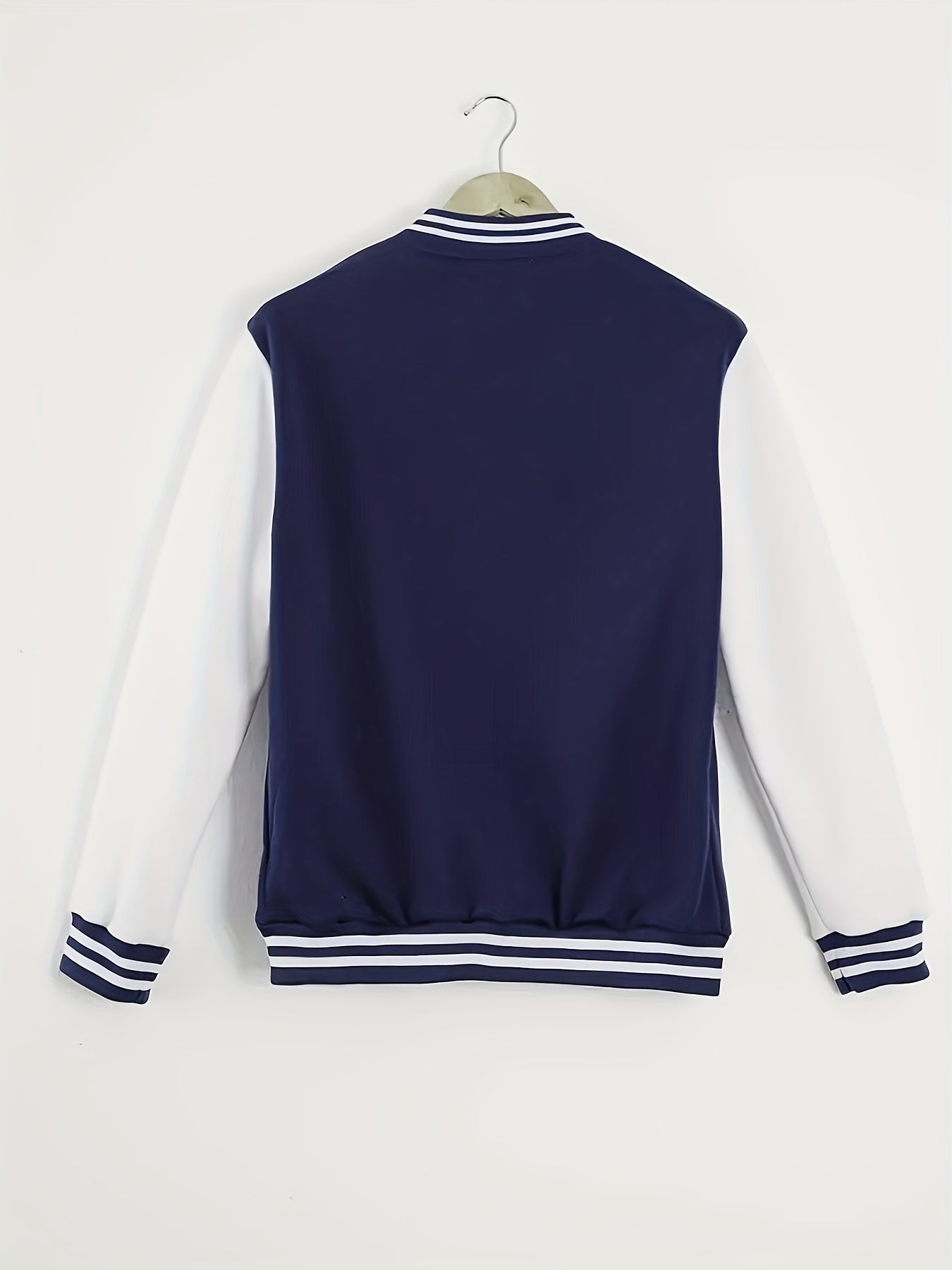 Տղամարդու ամենօրյա բեյսբոլի բաճկոն - ոճային սև՝ սպիտակ շերտերով, կոճակներով, երկար թևքերով, իդեալական է գարնան և աշնան համար, ամենօրյա հագուստ, ամենօրյա հագուստ | Բեյսբոլի բաճկոն | Constructio