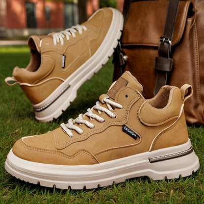 Men's Tactical Ankle Boots, Outdoor Hiking, All-Season PU Leather
