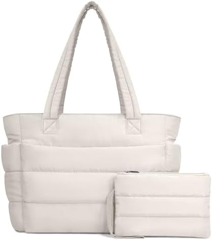 Lightweight Quilted Puffer Tote Bag for Women, Travel & Work