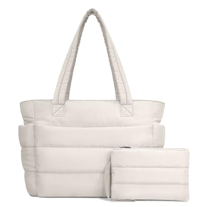 Lightweight Quilted Puffer Tote Bag for Women, Travel & Work