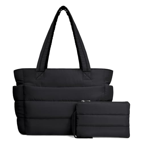 Lightweight Quilted Puffer Tote Bag for Women, Travel & Work