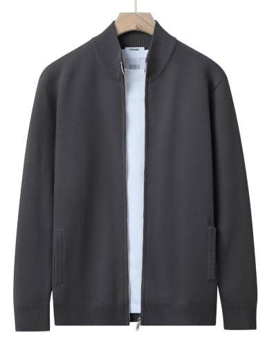 Men's Full Zip Mock Neck Cardigan Sweater with Pattern