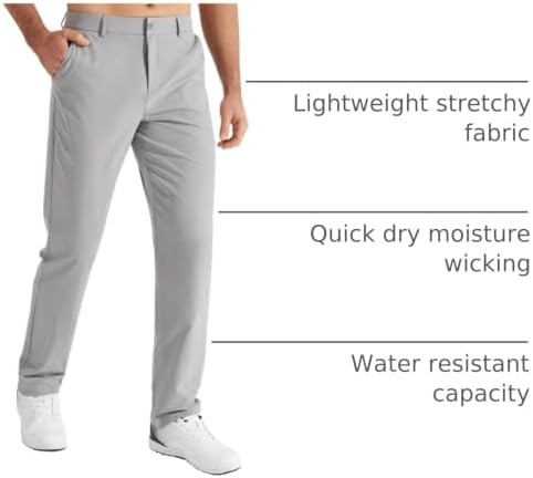 Men's Stretch Golf Pants Lightweight Casual Work Trousers