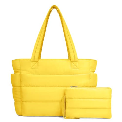 Lightweight Quilted Puffer Tote Bag for Women, Travel & Work