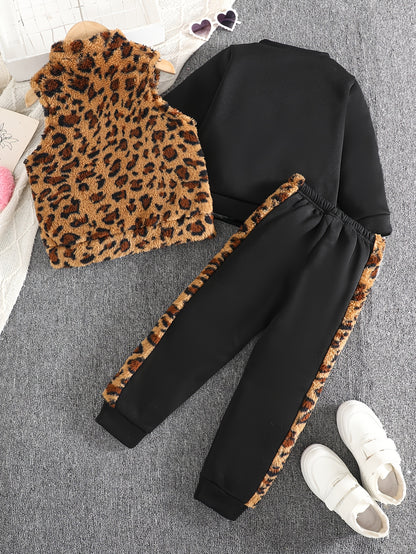 Girls 3-Piece Heart Pattern Fall/Winter Casual Set - ayq