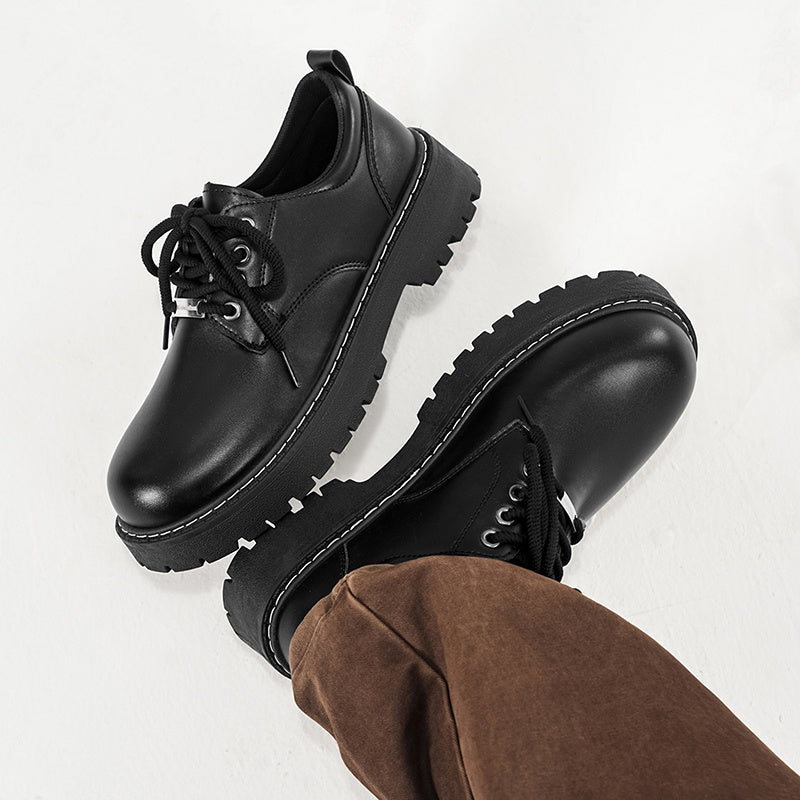 Men's Classic Oxford Lace-Up Shoes with Thick Sole, All-Season