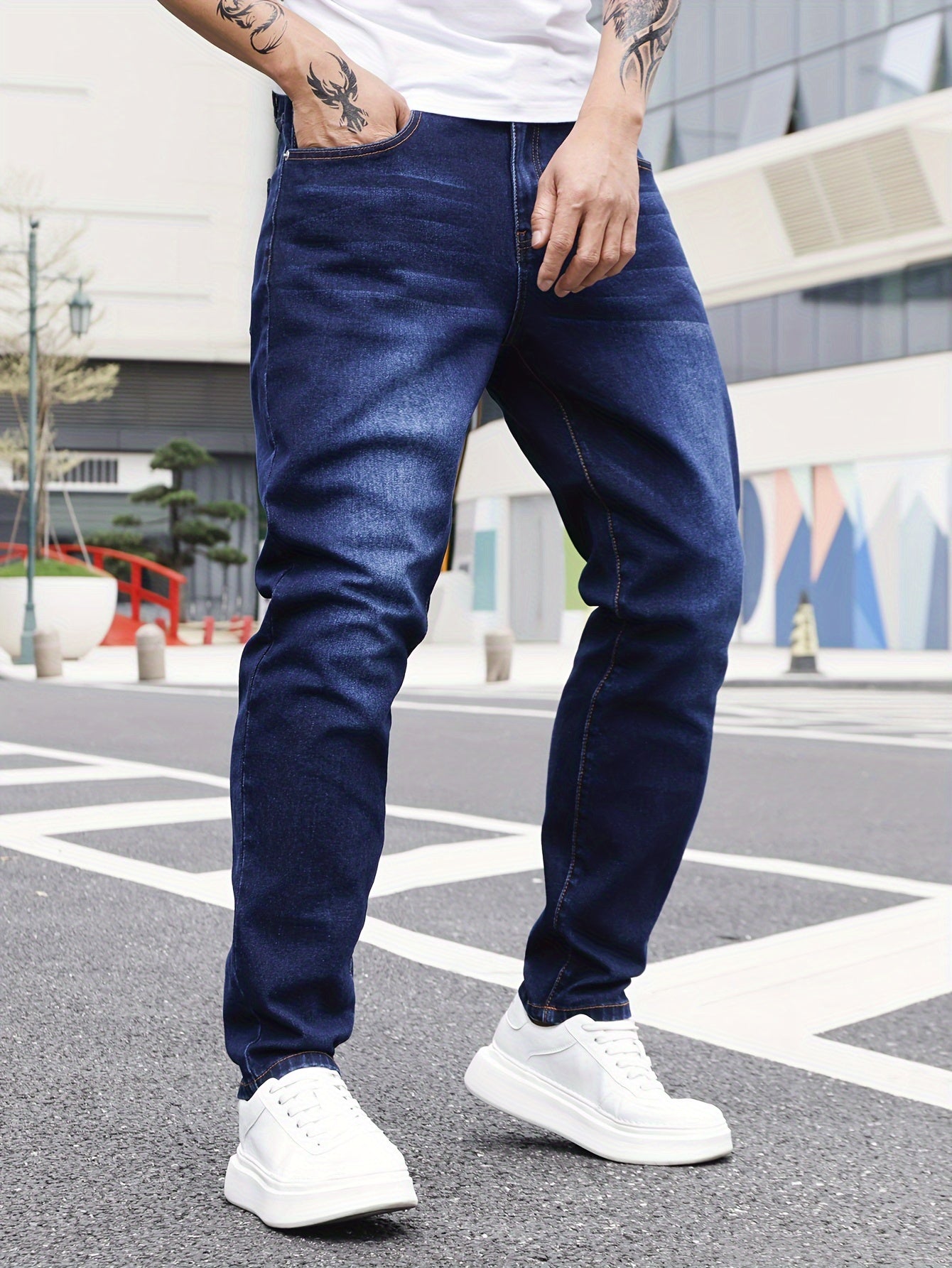 Men's Slim Fit Jeans - Rayon Blend, Stretch Denim, Solid Color, Machine Washable, Everyday Denim|Slim Fit Jeans|Rayon Blend Denim