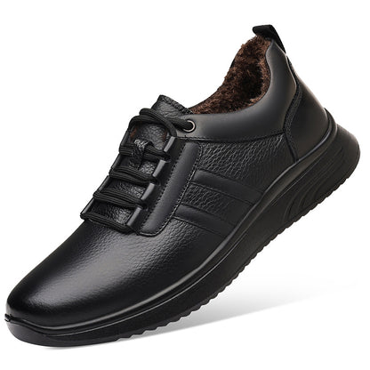 Men'S Fleece Lined Sneakers | Simple Panel Design, Heel Pull Tab, Trendy Casual Shoes for Campus Life and Dating, Low Top, Genuine Faux Leather Upper, Fabric Insole and Inner Material, Solid Color