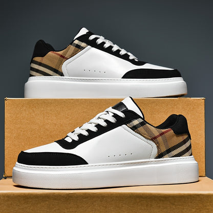 Men's Fashionable Street Sneakers - Comfortable & Non-Slip for City Exploration & Outdoor Activities - Robust Lace-Up Skate Shoes Suitable for Casual Attire