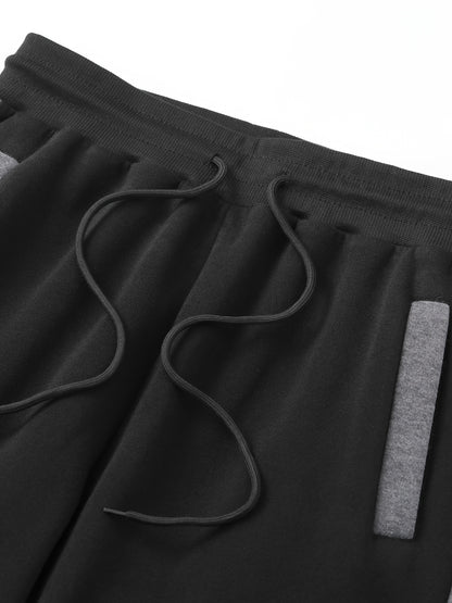 Men's Casual Sports Hoodie Two-Piece Set Four Seasons Color-Matching Zipper Drawstring Waist Jogging Suit - ayq
