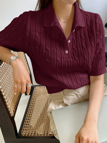 Elegant Women's Short-Sleeve Pullover Sweater for Spring