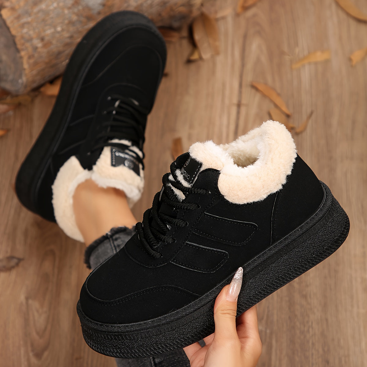 Women'S Winter Boots - Cozy Fleece-Lined Non-Slip Platform Ankle Boots with Lace-Up Closure, Round Toe & Flat Sole for Outdoor Comfort, Casual Winter Footwear, Durable Rubber Sole, Warm Fleece Lining, Y Terrain, Stylish Footw