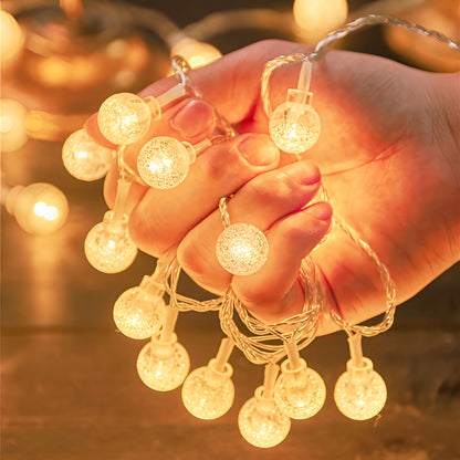 1pc, Crystal Ball Bubble Ball String Lights, 40/20/10LED, Spherical Fairy String Lights, Battery Powered, Suitable for Home, Wall Decoration, Bedroom, Party, Festival, Wedding, Autumn Decoration, Wall Decoration, Halloween, T