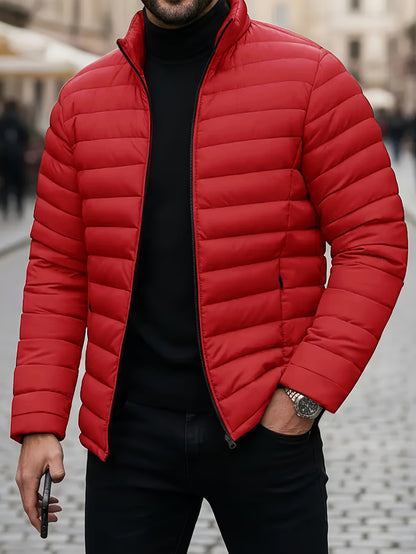 Men's Quilted Stand Collar Jacket for Autumn Winter