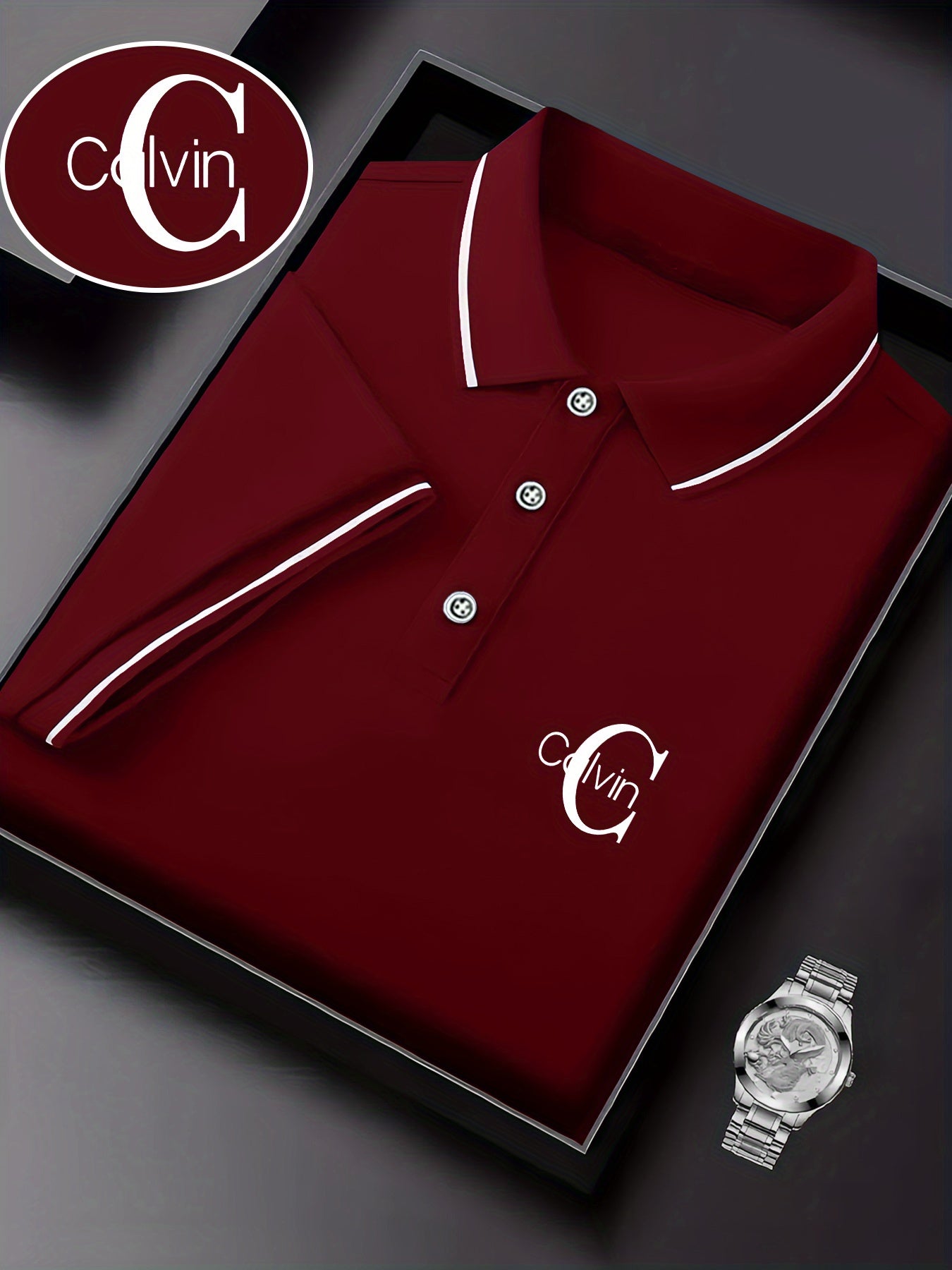 Men's Fashion Collared Shirt Calvin Print, Summer Suitable for Sports and Casual Outings - ayq