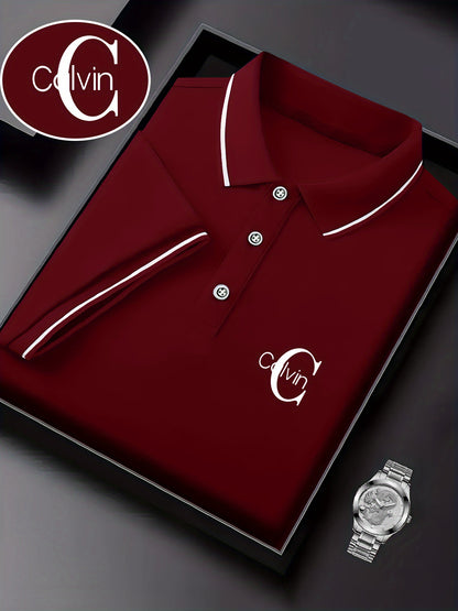 Men's Fashion Collared Shirt Calvin Print, Summer Suitable for Sports and Casual Outings - ayq