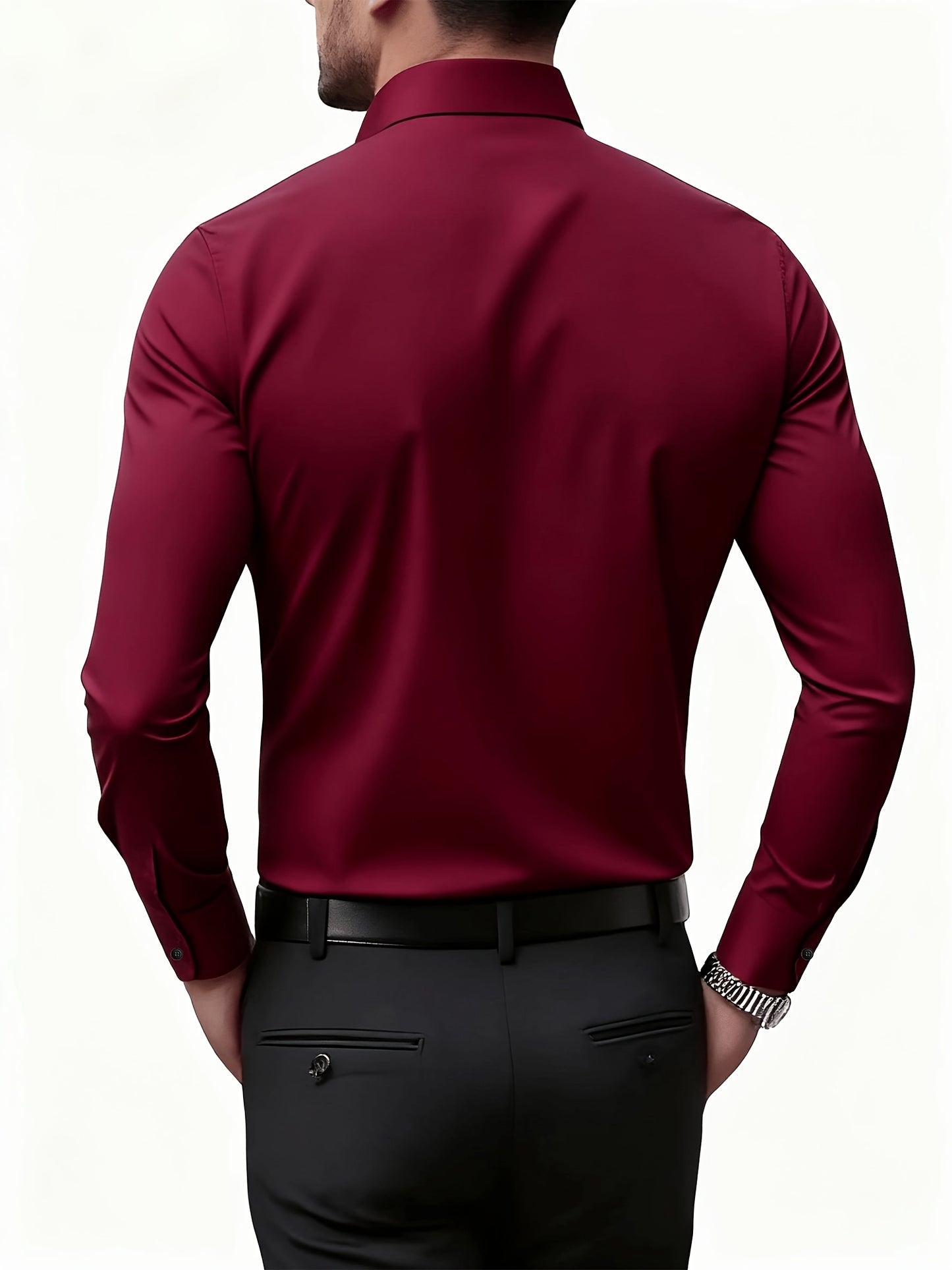 Men's Slim Fit 2-Piece Suit Set Long Sleeve Shirt & Tapered Pants