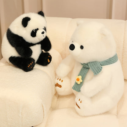 25Cm/9.84In Polar Bear And Kawaii Panda Plush Toys - Ultra Soft Stuffed Animals, Ideal Cuddly Gifts for Boys And Girls for Birthdays, Parties, Holidays, And Home Decoration