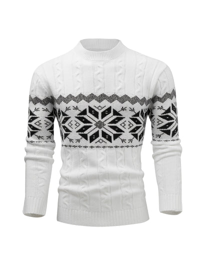 Men's Slim-Fit Cable Knit Sweater - Winter Warm Pullover with Geometric Corduroy Clasp (Adjustable Rope), Round Neck Long Sleeve Casual Sweating for Fall/Winter Layering - Hand Washable Knitwear for Smart-Casual Outfits (Not