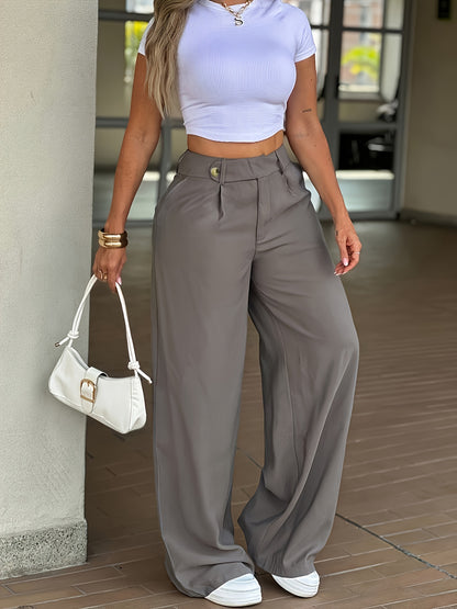 Women's High-Waist Wide-Leg Flowing Casual Trousers