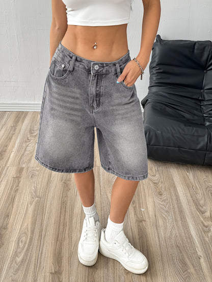 Women’s Casual Wide-Leg Denim Bermuda Shorts for Spring/Summer