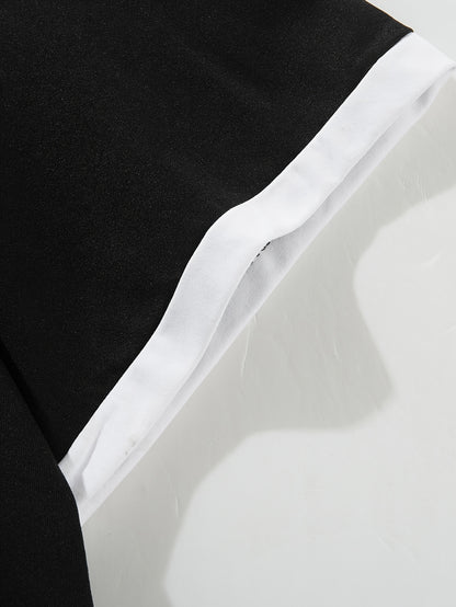 Men'S Casual Slim-Fit T-shirt with White-Edge Color Blocking | Suitable for Daily Outings and Outdoor Activities, Crew Neck, Short Sleeve, Summer Season - ayq