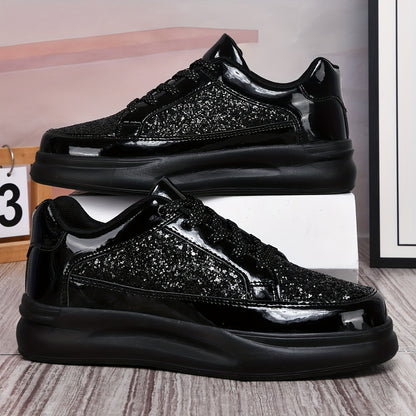 New Casual Sneakers, Fashionable and Versatile Sequined Shoes, Unisex Couple Style, Niche Platform Sneakers, Lightweight and Comfortable, Thick-Soled White and Black Sneakers - ayq