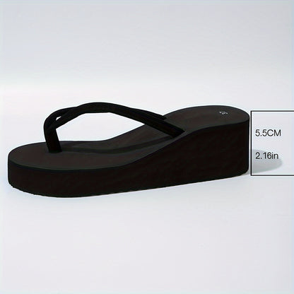 Women'S Thick Sole Non-Slip Thin Strap Wedge Sandals, Casual and Lightweight Beach Slide Sandals