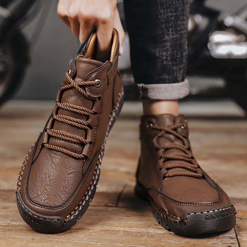 Men's Breathable Lace-Up Short Hiking Boots with Rubber Sole