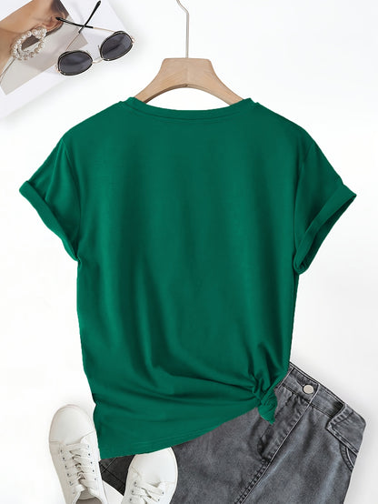 Women's Comfortable and Fashionable Round Neck Top, Casual T-shirt with Butterfly Love Print, Spring and Summer Sports, Women's Clothing