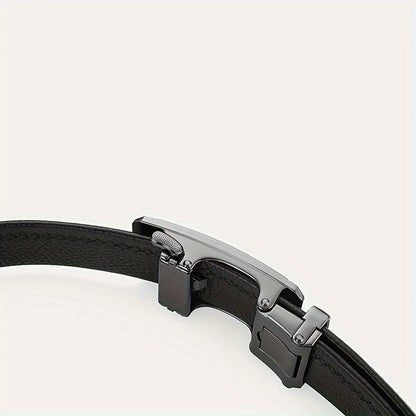 Men'S Fashionable Automatic Buckle Belt - Black, Adjustable, PVC Material, Stylish Design for Casual Attire, Casual Attire Accessory | Modern Casual Belt | Durable Belt Material, Belts for Men
