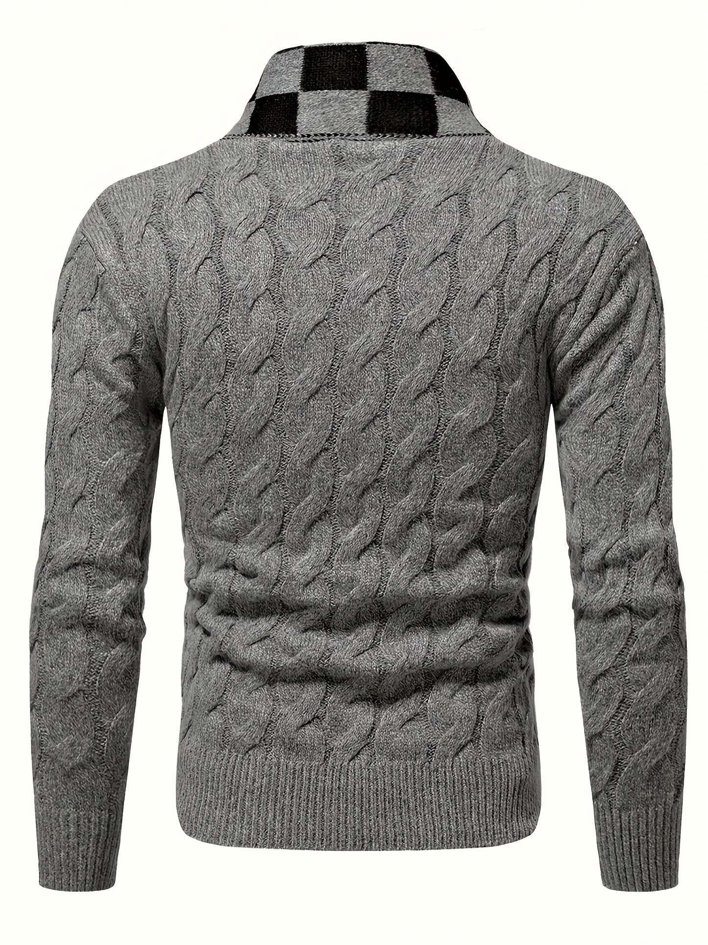 Maqiqiobm բարակ չափսի տղամարդու սվիտեր - 1 հատ աշուն/ձմեռ, հաստ, նոր ոճի, հարմարավետ, տաք, միագույն, պտտվող, տրիկոտաժե, երկար թևքերով, շախմատաձև օձիքի դիզայնով, գործնական, ամենօրյա, շերտավոր տրիկոտաժե վերնաշապիկ, հարմար է աշնանը։