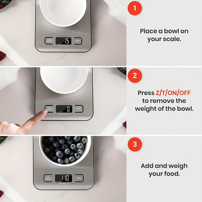 1pc High-Precision Digital Kitchen Scale, 22lb/10kg Capacity, Stainless Steel with LCD Display, Tare Function, Easy Clean, 6 Unit Measurements (g, oz, lb, kg, lb-oz), Ideal for Baking, Cooking, Coffee, and Packaging